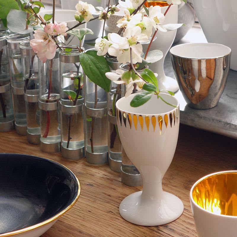 Tsé & Tsé Feux Follets Porcelain Mazagran Glass Gold Flames
