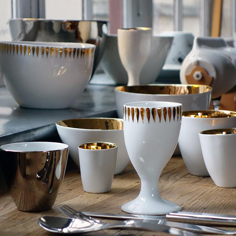 Tsé & Tsé Feux Follets Porcelain Mazagran Glass Gold Flames